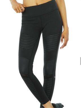 ALO Yoga Moto Leggings black size Small Black Yoga Gym Athletic Running